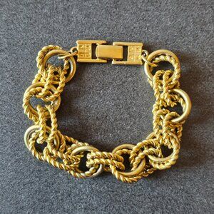 Givenchy Chunky Gold-tone metal double chain bracelet - Vintage Designer